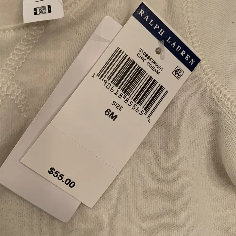 NWT! Ralph Lauren Long Sleeve Cream Shirt with Ruffle. Size 6m. *READ*